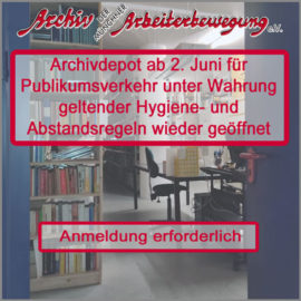 Archivdepot öffnet ab 2. Juni wieder seine Tore