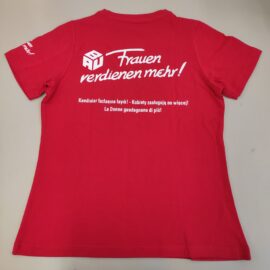 Aus dem Archiv – „Frauen verdienen mehr“, T-Shirt der IG BAU