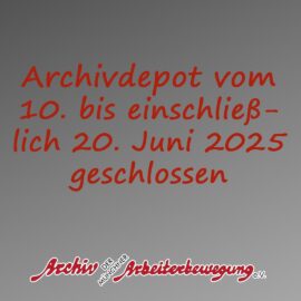 Archivdepot während der Pfingstferien geschlossen Archivdepot während der Pfingstferien geschlossen
